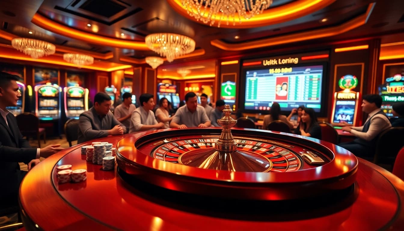 Real-time sports scores displayed alongside vibrant casino elements to enhance the betting experience on ผลบอลสด.