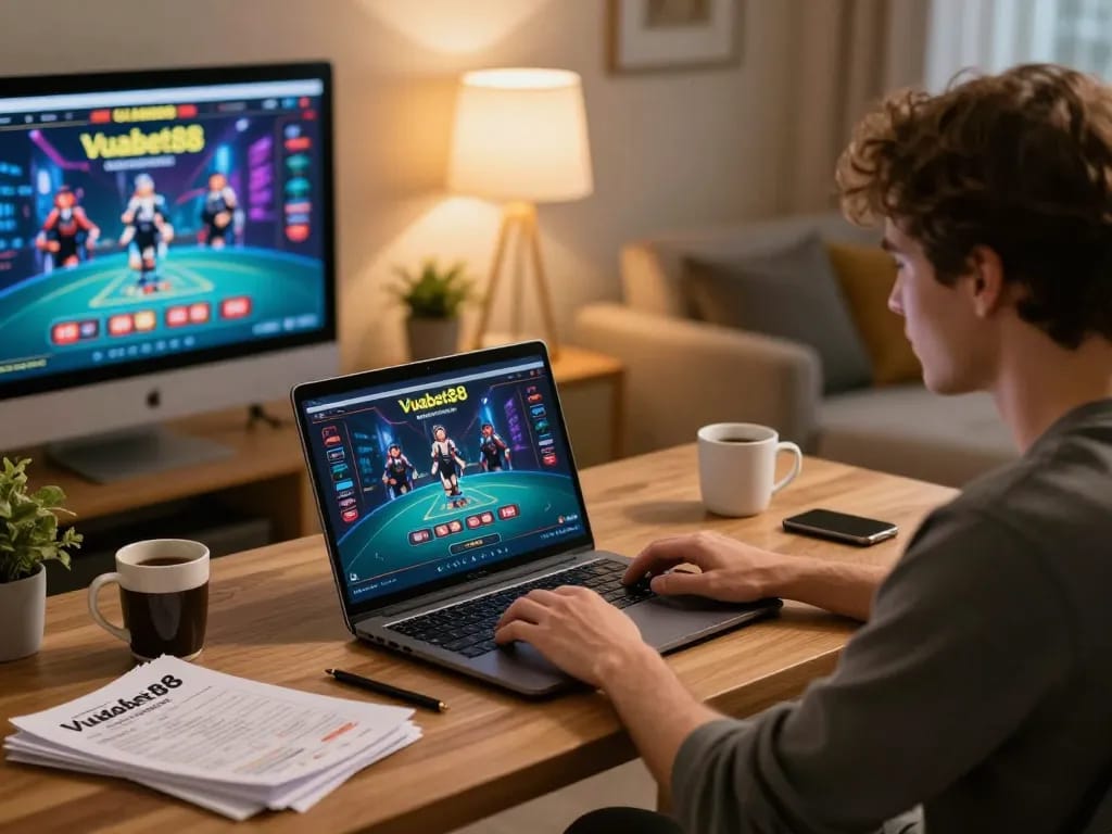 Engaging in a live dealer game on Vuabet88, showcasing strategic online gambling.