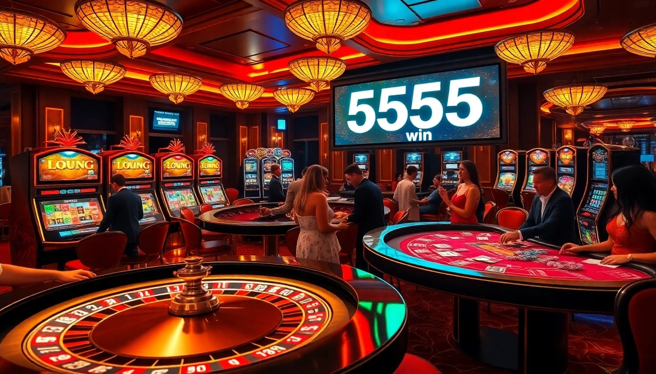 Participants celebrating a big win at the 555 win casino, showcasing excitement at a roulette table.