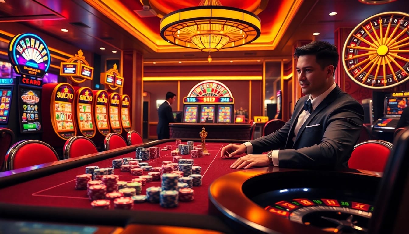 Experience the thrill of slot online gacor with vibrant casino visuals showcasing winning moments at the gaming table.