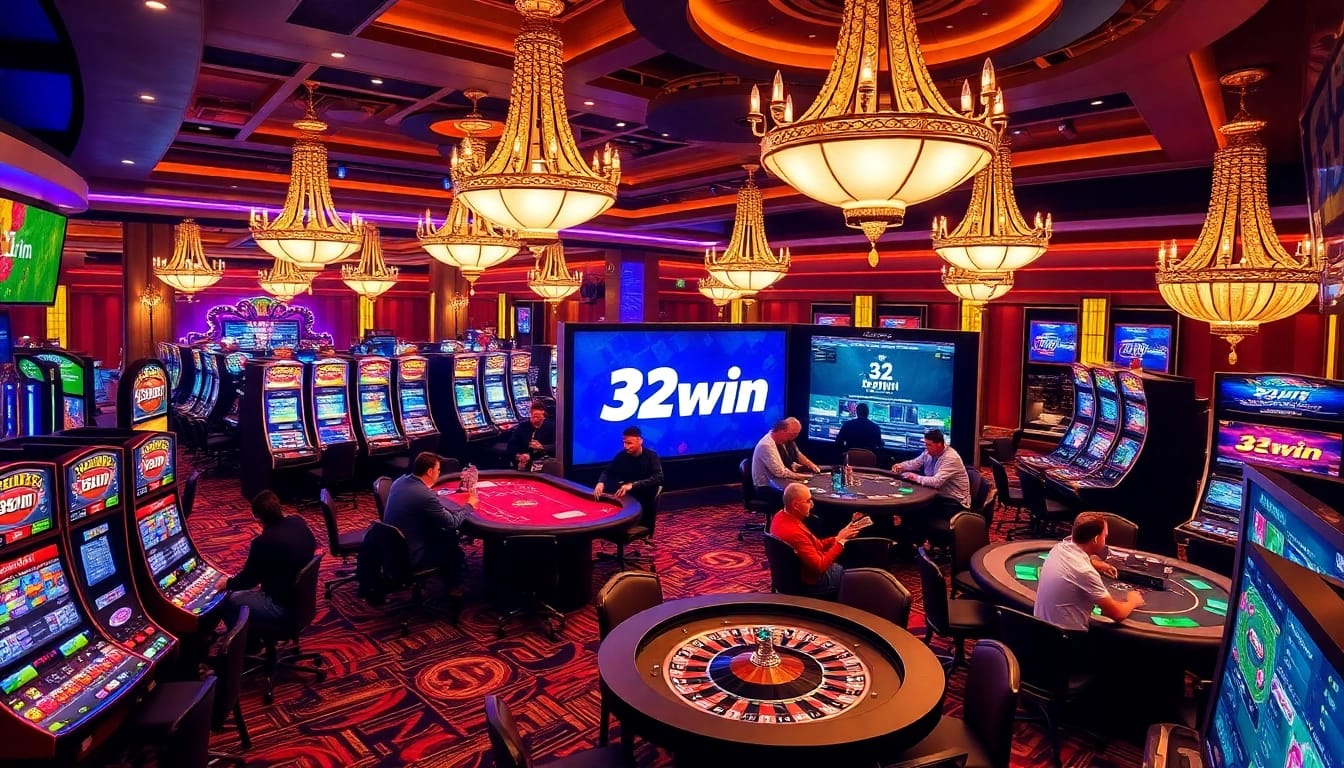 Players enjoying thrilling games at 32win's sophisticated online casino environment.