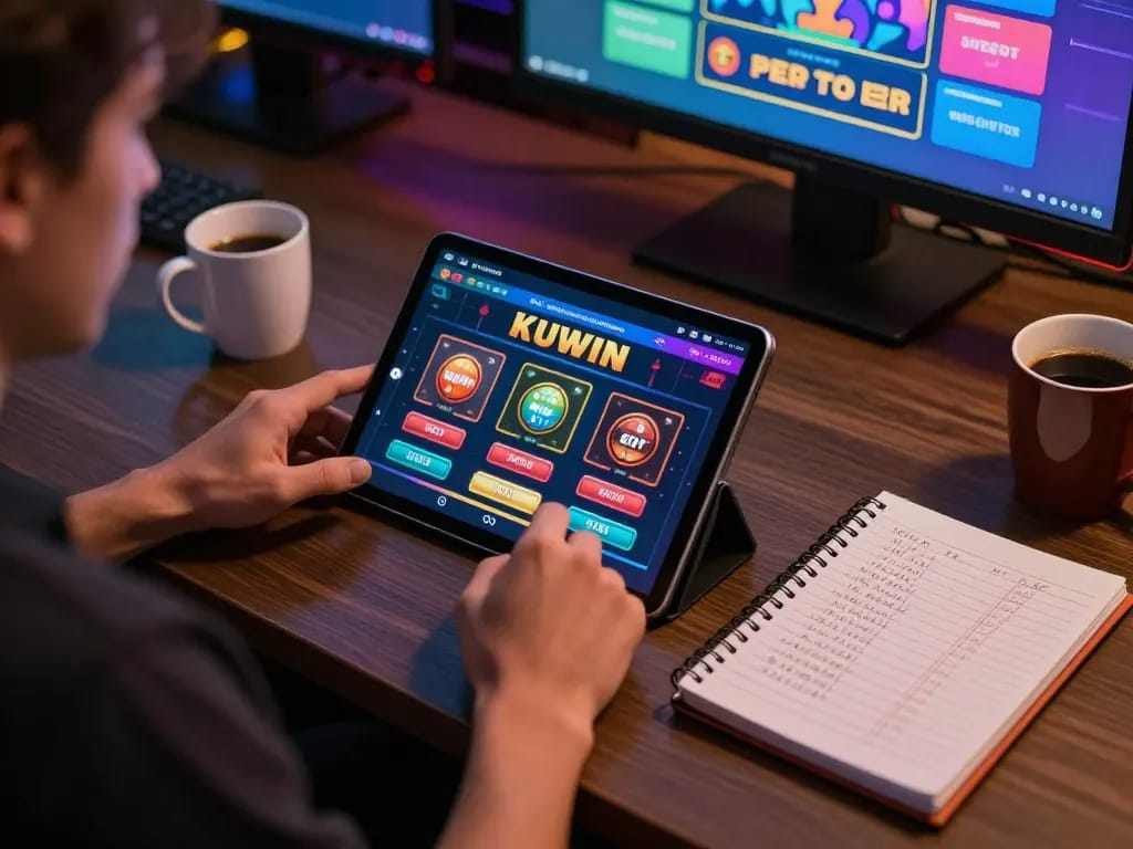 Kuwin interface showcased on a tablet while a player strategizes for better odds.