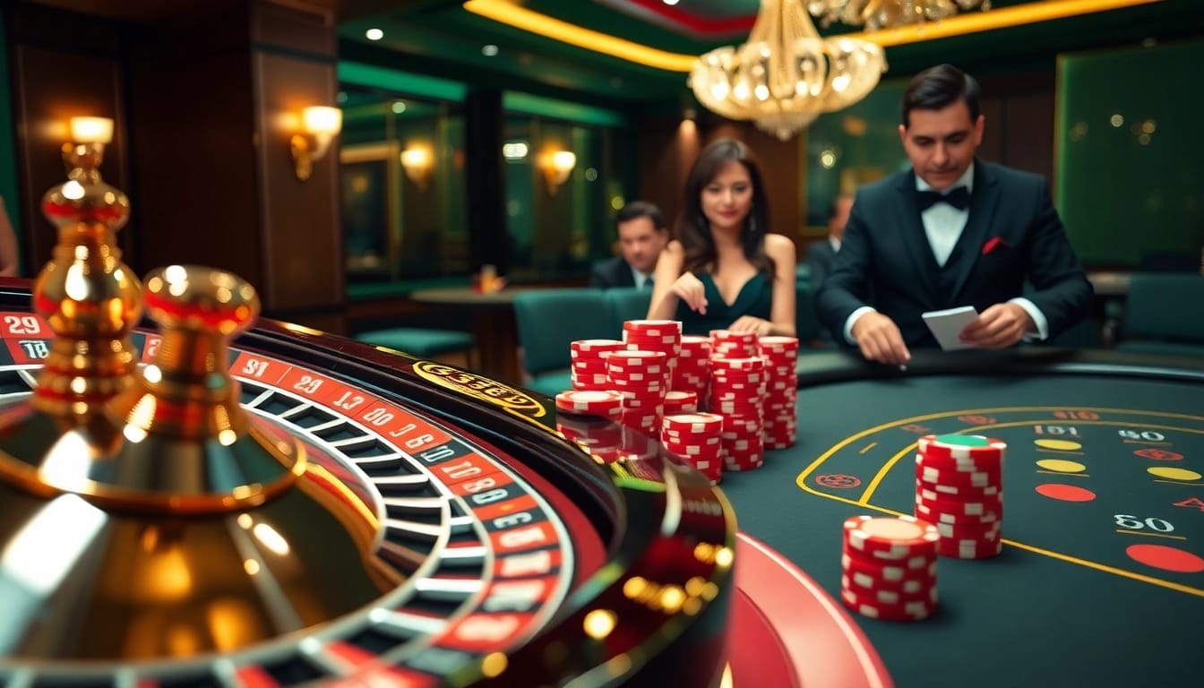 Experience thrilling gameplay at BJ388 with luxurious casino elements and vibrant poker chips.