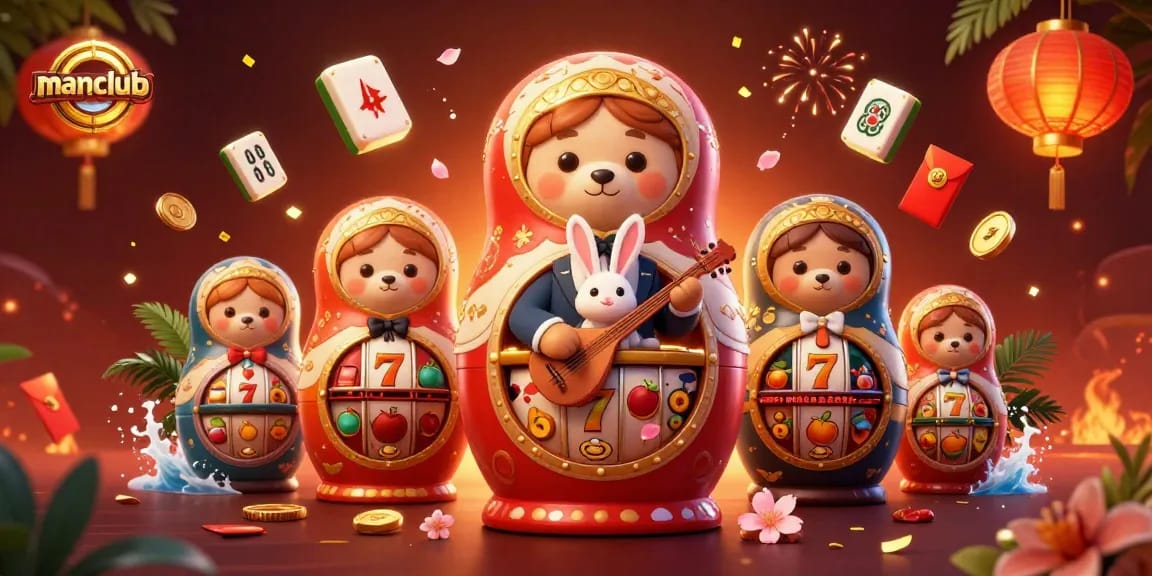 Experience thrilling gameplay at manclub with vibrant 3D casino elements and celebratory graphics.
