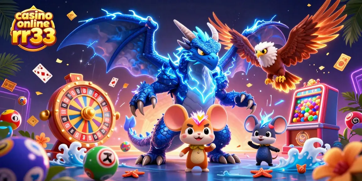 Experience excitement at casino online rr33 with vibrant casino elements, colorful characters, and thrilling games.