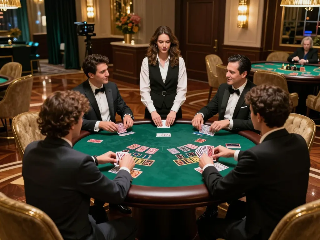 Experience intense gameplay at LuckyIndex blackjack table with dynamic dealer interaction.