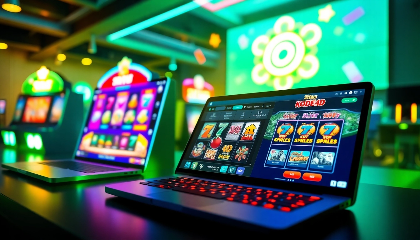 Situs kode4d online gaming platform showcasing vibrant slot games and modern digital interface.