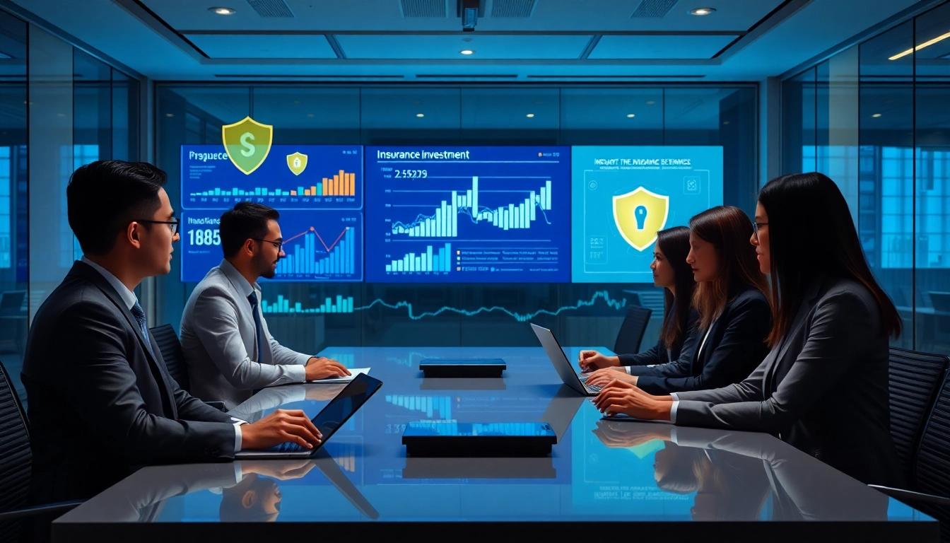 Scène professionnelle moderne avec des visuels d’assurance et de finances numériques pour 79king en 2025