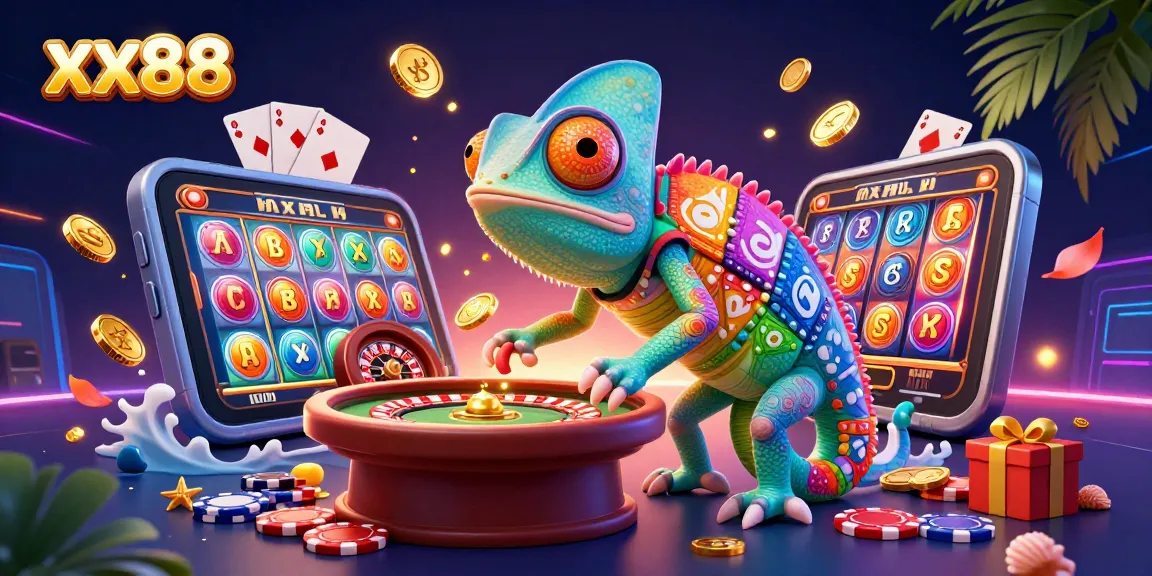Experience exciting gameplay at xx88 with vibrant chameleon casino scenes and dynamic winning elements.