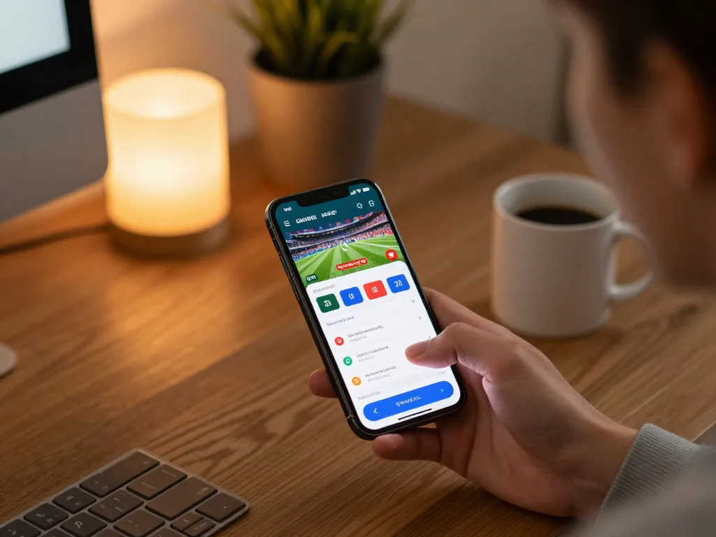 Engaging with the hm88 app for live sports betting in a cozy home office setting.