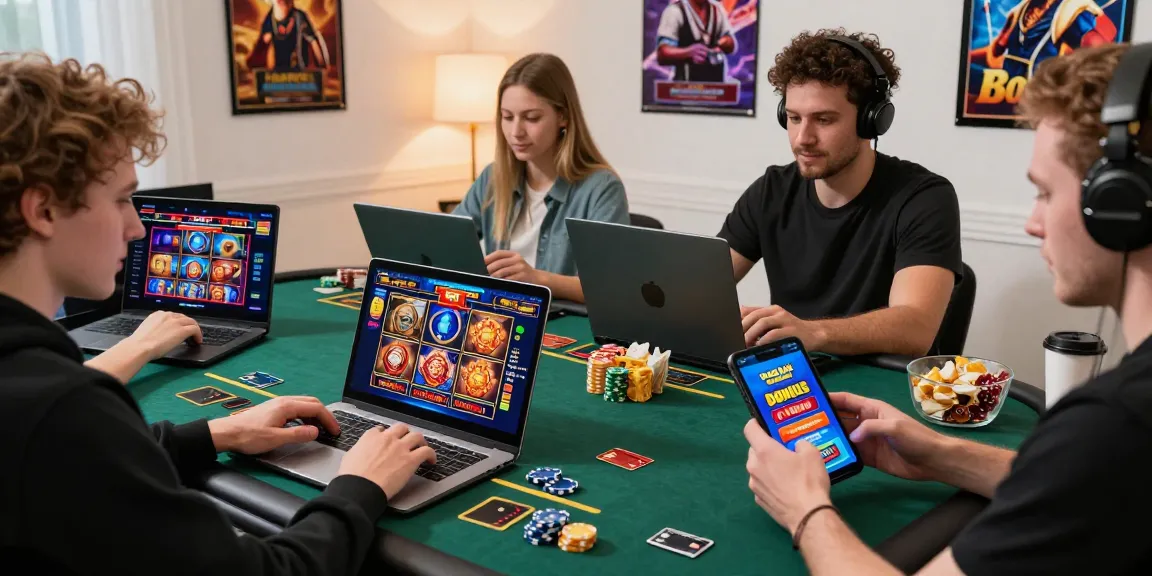 UK players enjoying online credit card casinos at home with various devices, showcasing vibrant games from https://cullengolfclub.co.uk.