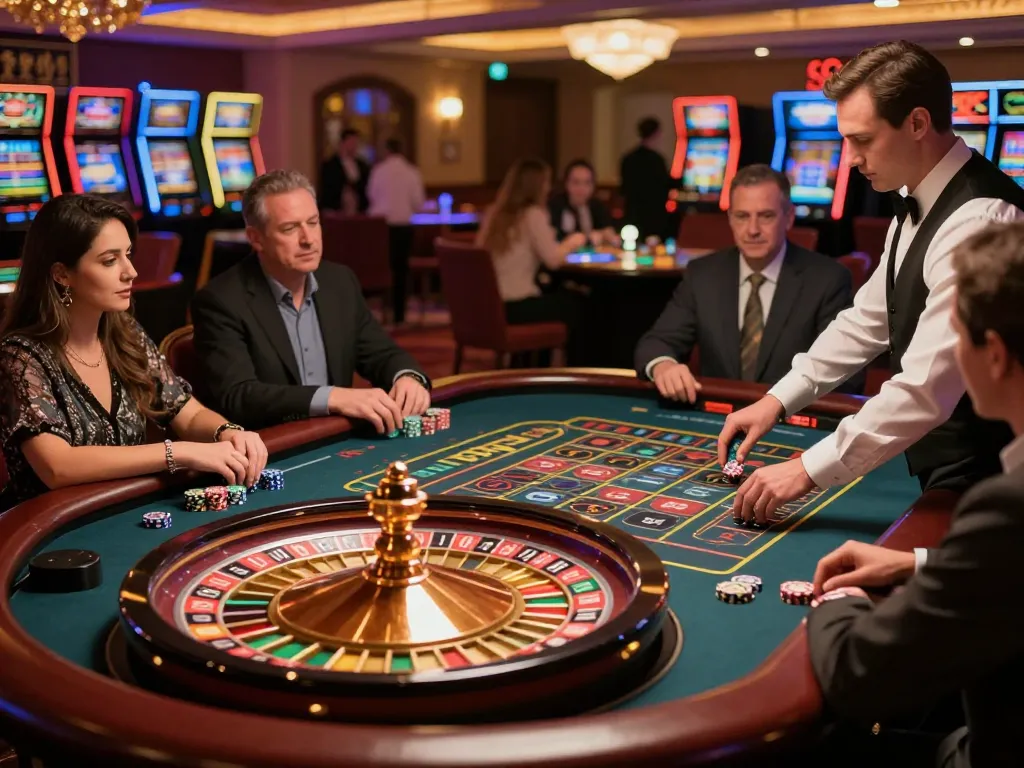 Players engaging at a roulette table in a luxury casino atmosphere while enjoying the thrill of 23win gaming.
