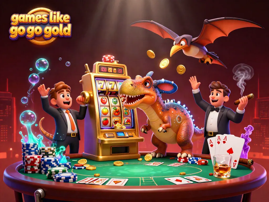 Experience thrilling jackpot wins at games like Go Go Gold with this vibrant 3D casino scene.