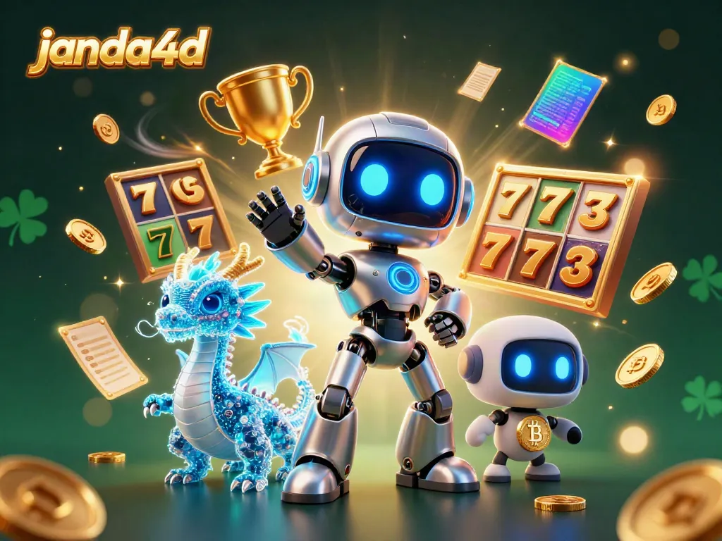 Permainan slot janda4d dengan robot ceria dan elemen jackpot yang menggembirakan.
