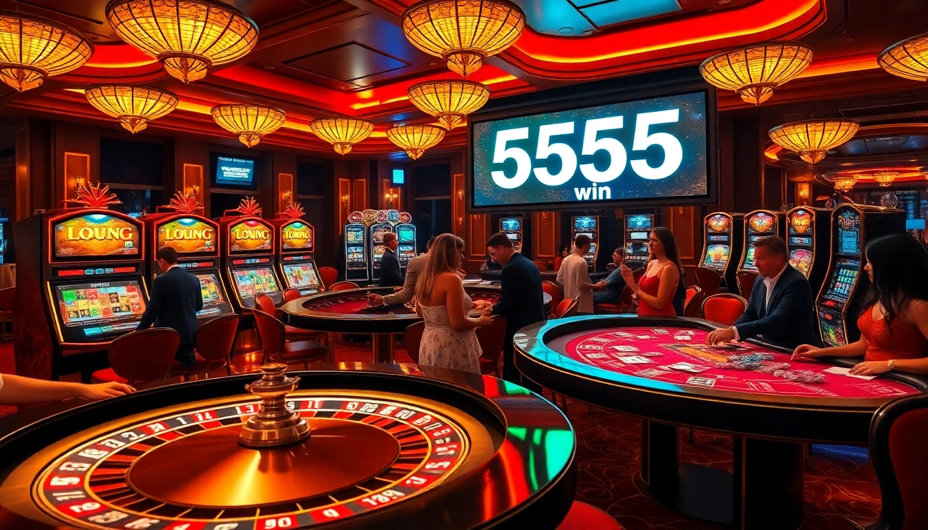 Participants celebrating a big win at the 555 win casino, showcasing excitement at a roulette table.