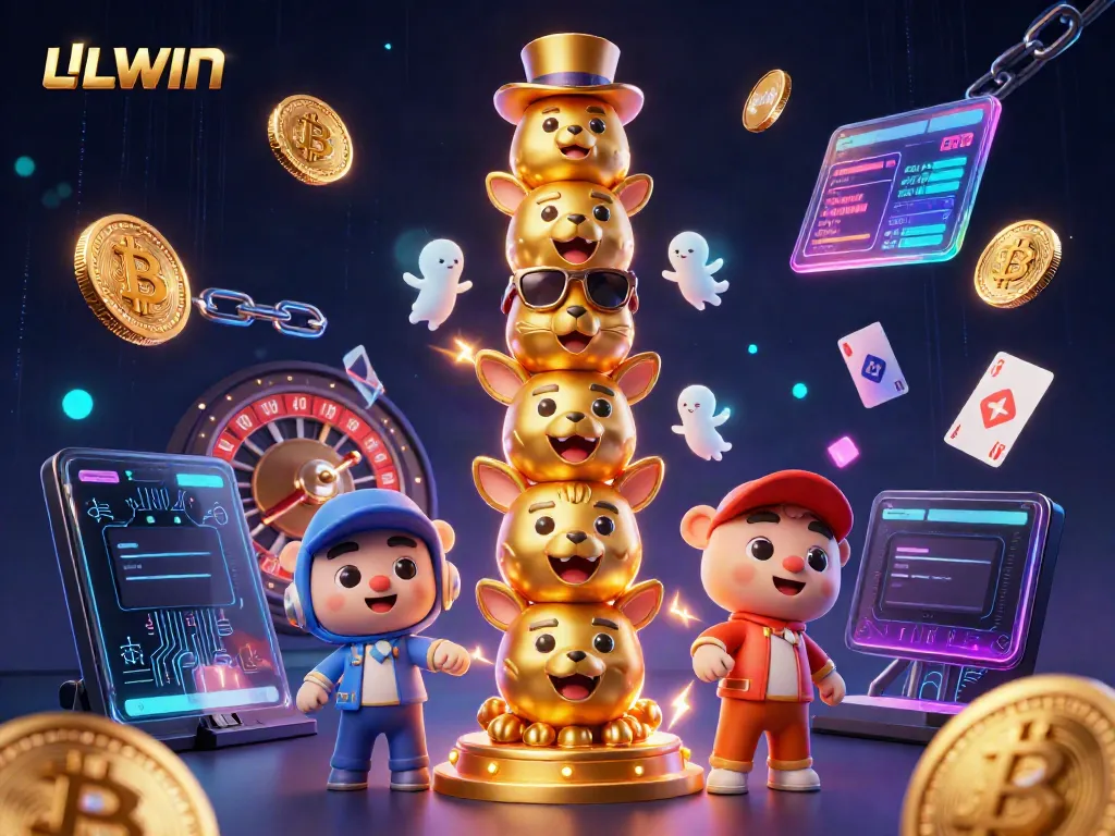 Experience thrilling gameplay at LLWIN, with 3D casino visuals showcasing vibrant crypto elements and a dynamic atmosphere.