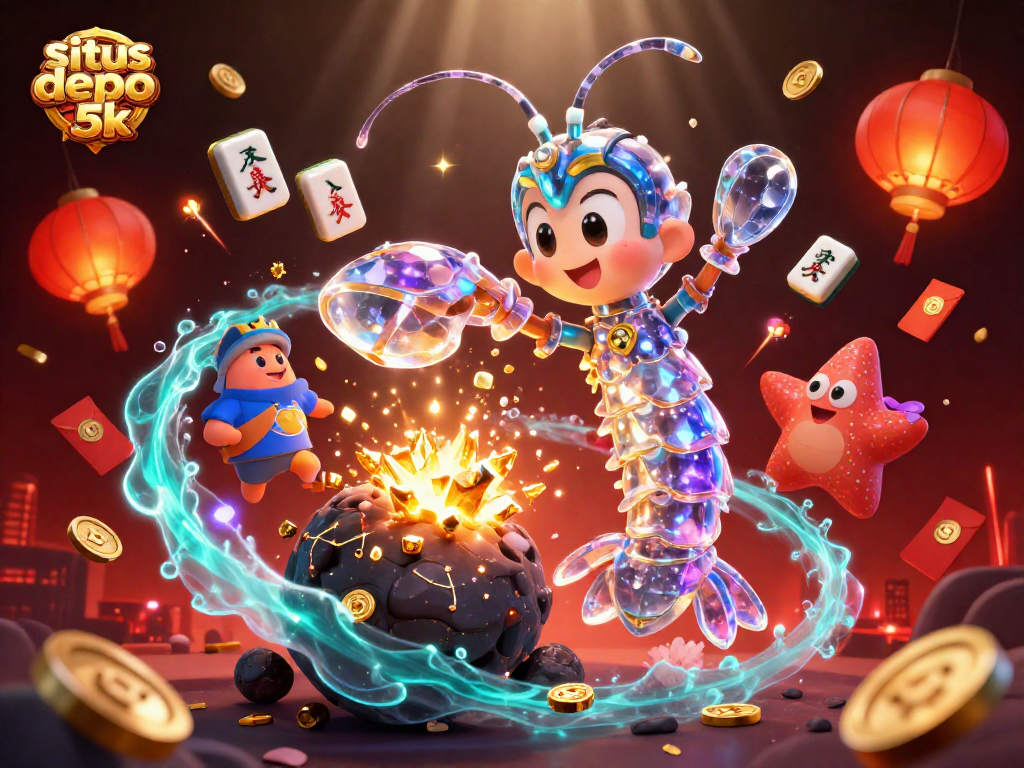 Experience the thrill of situs depo 5k with vibrant 3D cartoon characters in an explosive casino scene.
