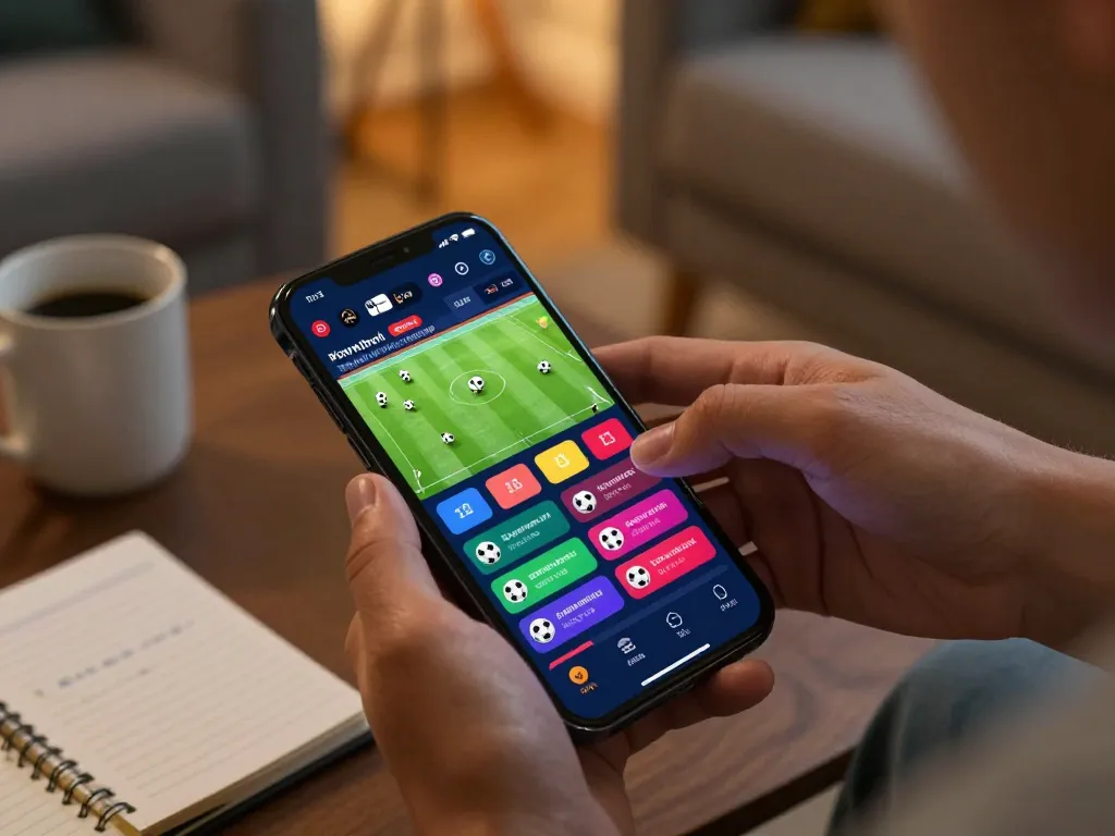 Engaging in tỷ lệ bóng đá kèo nhà cái while placing bets on a mobile device in a cozy home environment
