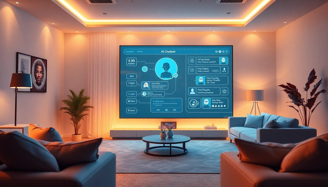 Engaging AI interaction showcasing free sex ai in a modern, ambient living space.