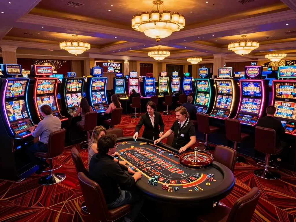 Players engaging in thrilling roulette gameplay at a luxurious casino, showcasing CasinoAtlas advantages.