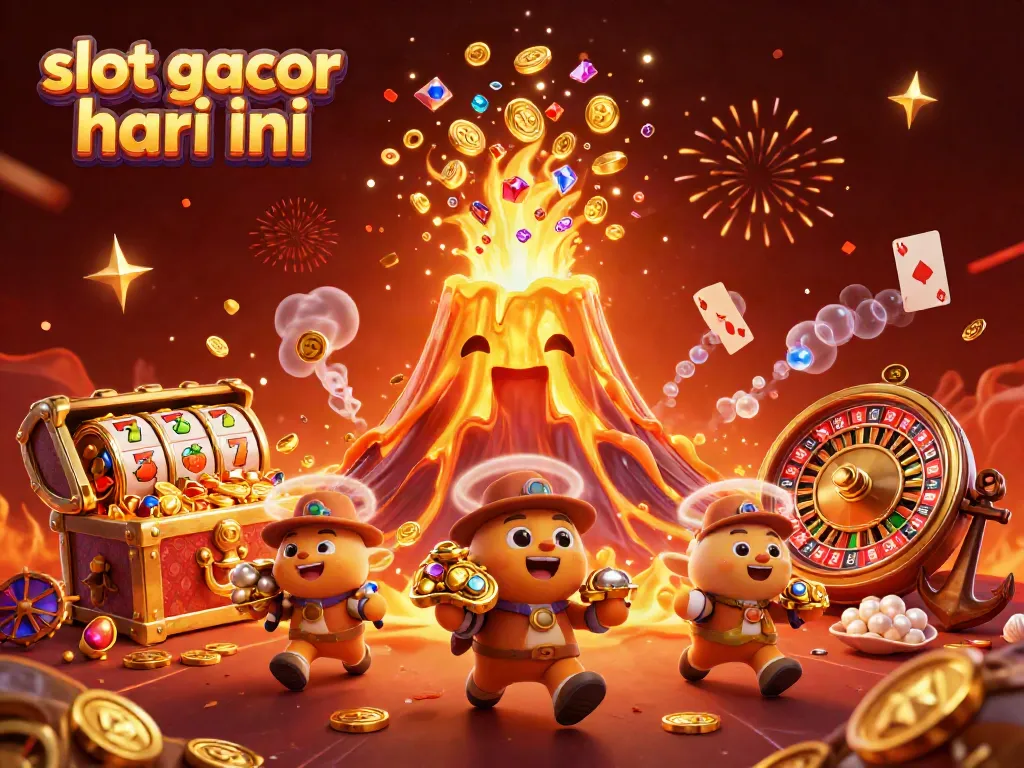 Gambarkan slot gacor hari ini dengan pemandangan kasino penuh harta, meningkatkan suasana bermain.