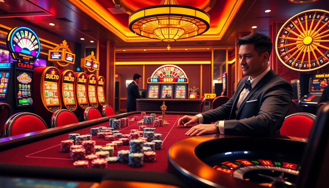 Experience the thrill of slot online gacor with vibrant casino visuals showcasing winning moments at the gaming table.