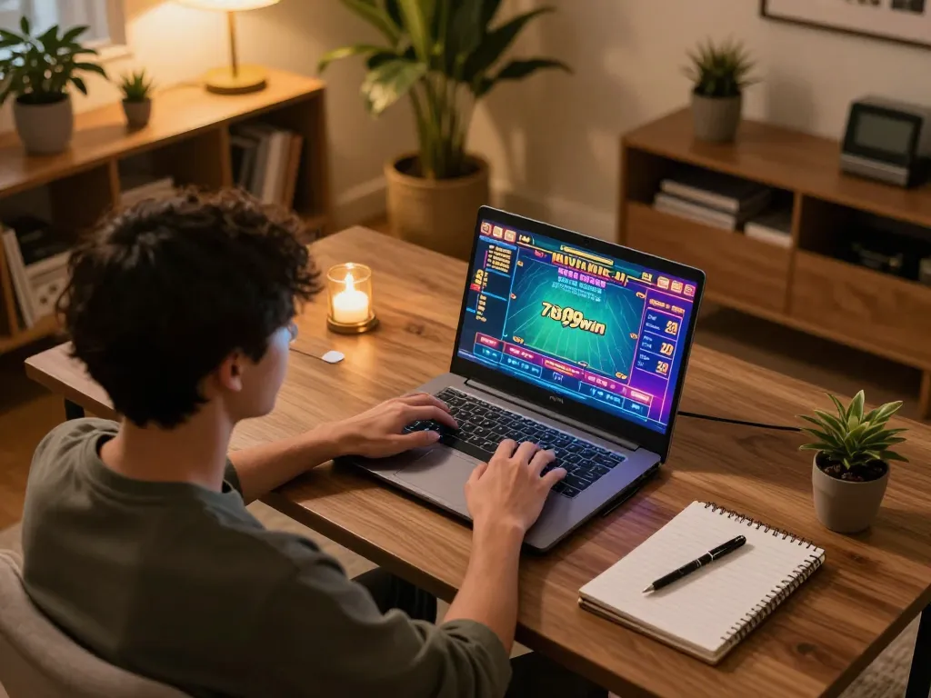 Engaged player competing in virtual casino games on 789win platform, showcasing strategic online gaming.
