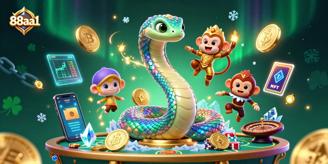 Engage with 88aa1's vibrant casino world featuring a rainbow serpent, monkey king, and dynamic gaming elements.
