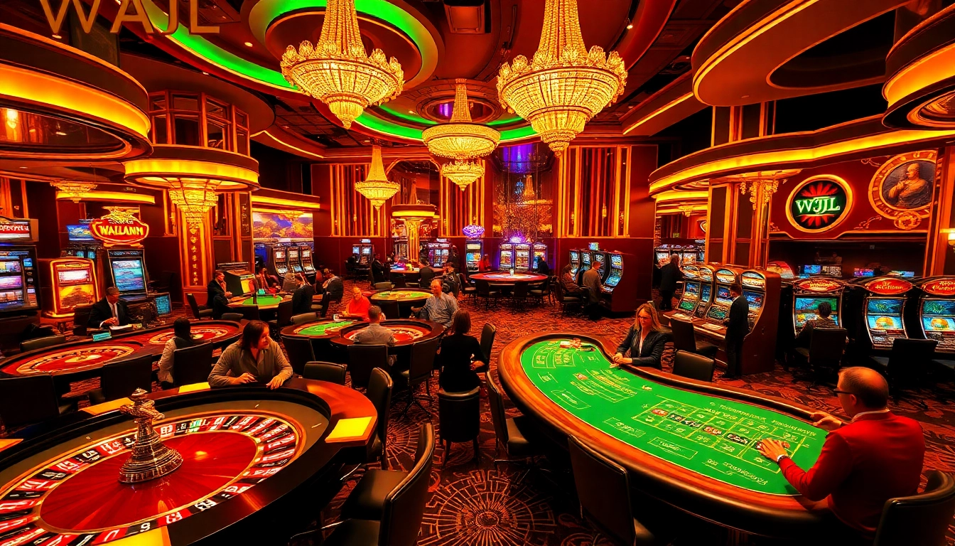 Excited players engaging in casino games at VVJL's luxurious gambling venue.