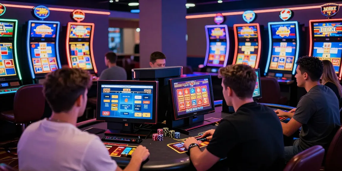Exciting gameplay at credit card casinos UK showcasing players engaged with credit cards and vibrant gaming lights.