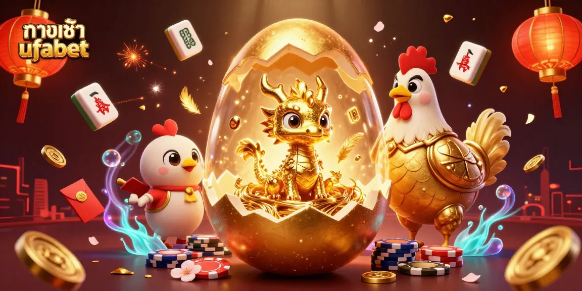 Spin and win at ทางเข้า ufabet with a golden dragon guarding a nest of poker chips in this vibrant illustration.