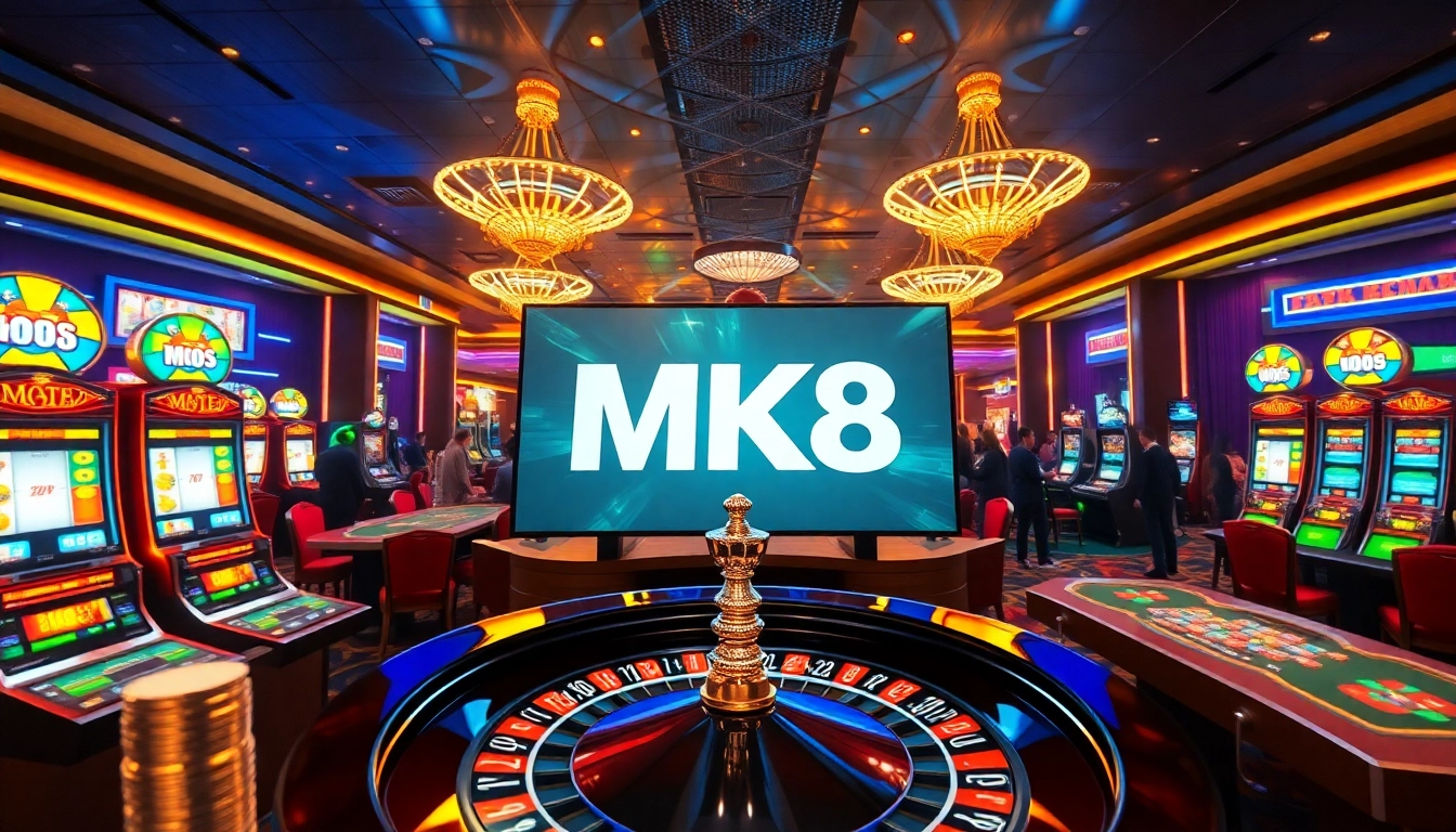 Experience the thrill of MK8 gaming with vibrant casino tables and enticing slot machines.