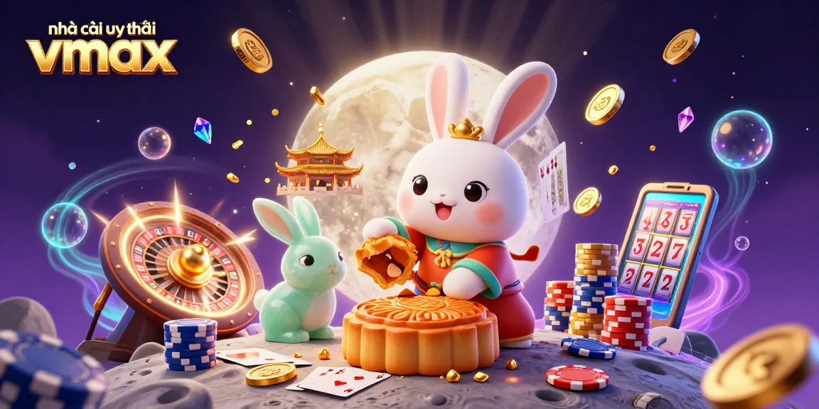Win big at nhà cái uy tín Vmax with a vibrant 3D casino scene filled with excitement and treasures.