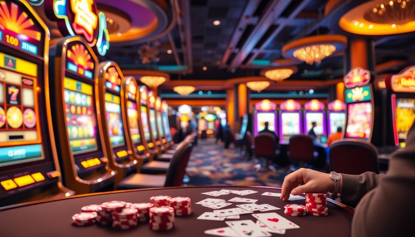 Experience thrilling wins with KtPJiTu at vibrant slot machines in a luxury casino.