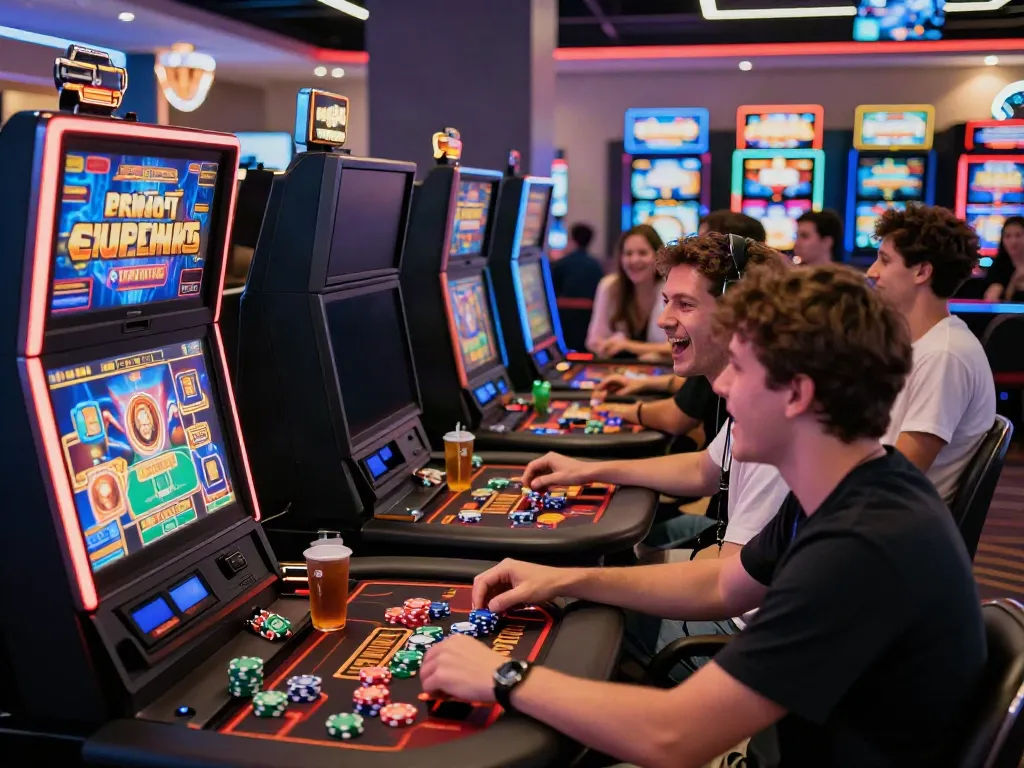 Exciting online gaming scene with players engaged in thrilling experiences at a casino, highlighting akunjp.