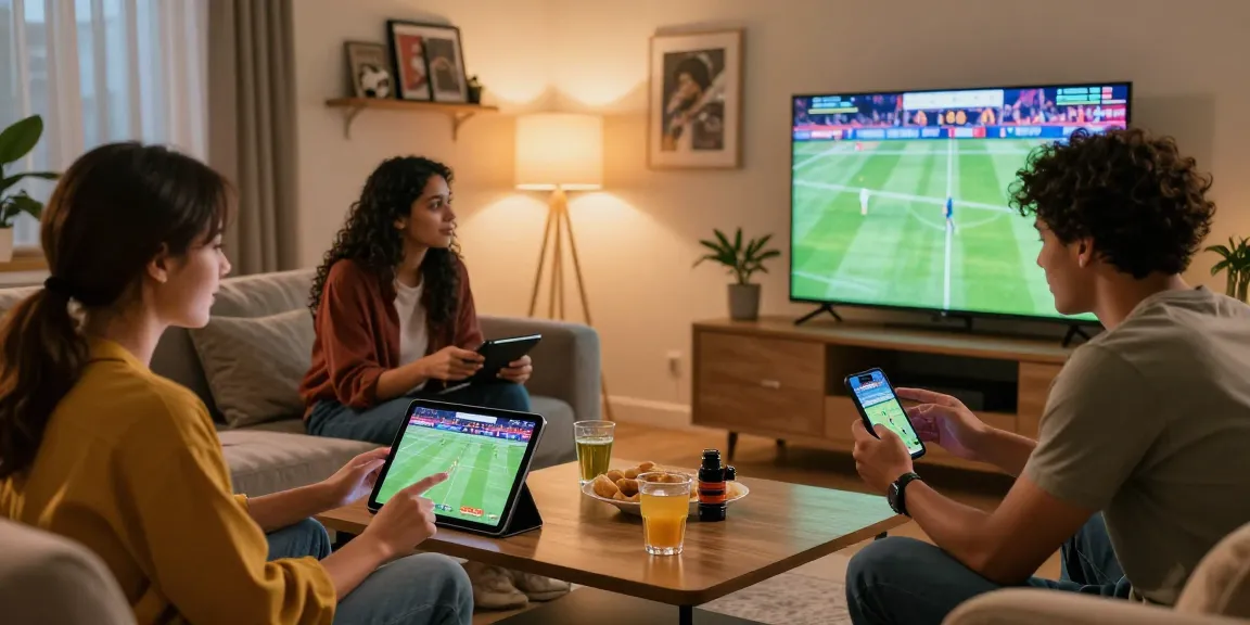Friends at home using https://28bet.mex.com/ for live sports betting, enjoying a fun experience.