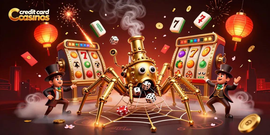 Experience thrilling gameplay at credit card casinos with our dynamic casino-themed illustration.