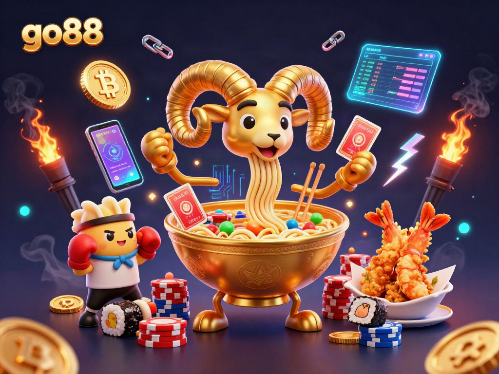 Engage with go88's thrilling casino experience featuring vibrant characters and crypto elements.