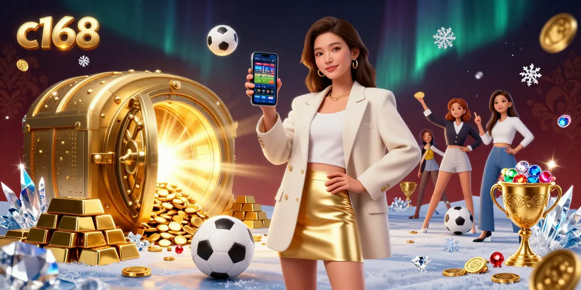 Engage with c168 in a vibrant casino scene showcasing sports betting excitement and luxury elements.