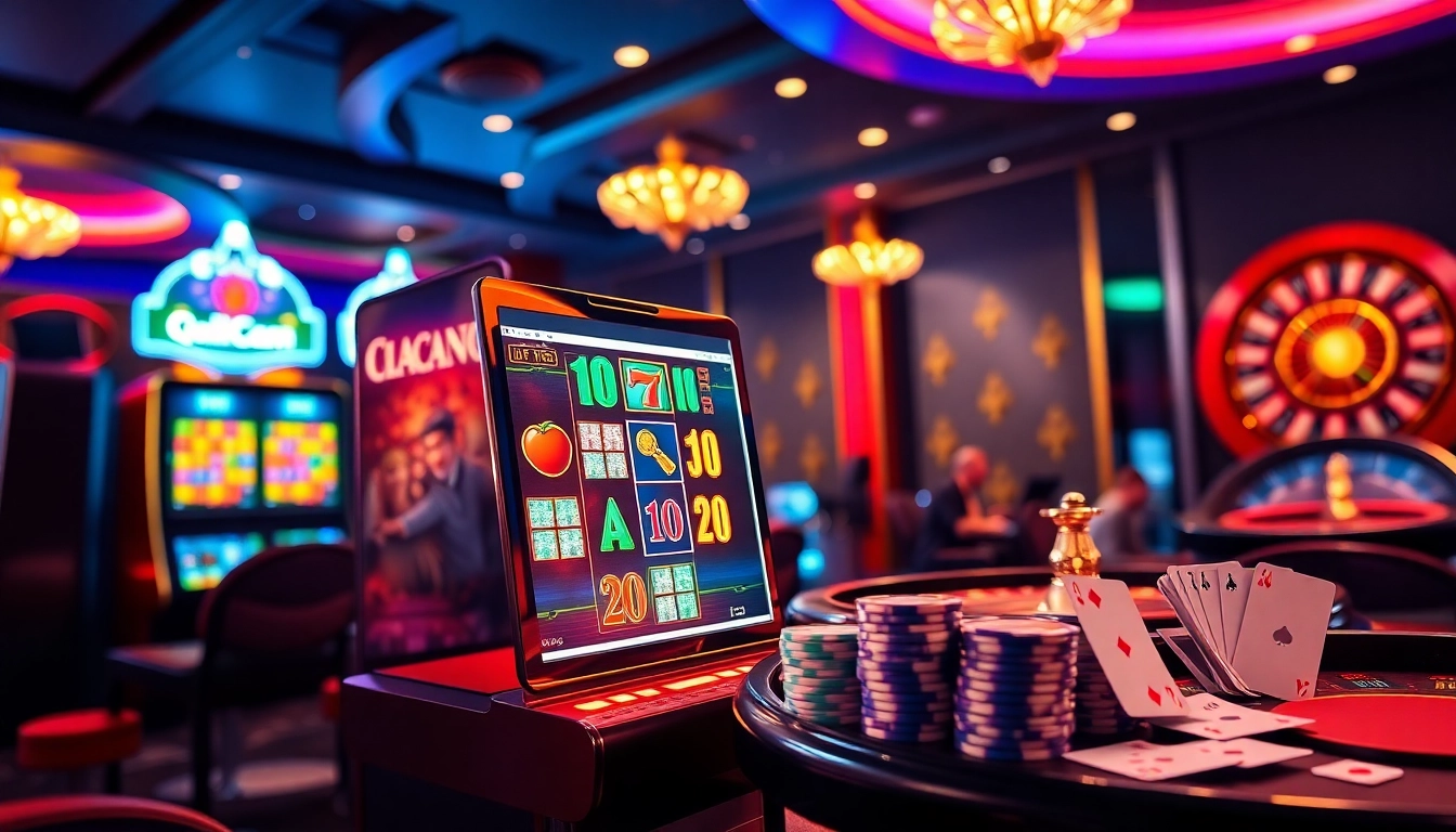 Experience exciting gameplay on QQMacan with vibrant slot machines and poker tables.