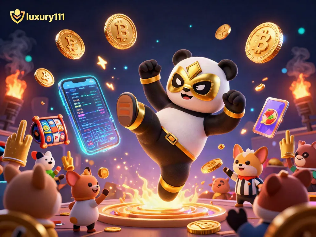 Experience thrilling action with luxury111 as playful cartoon characters engage in a dynamic casino scene.