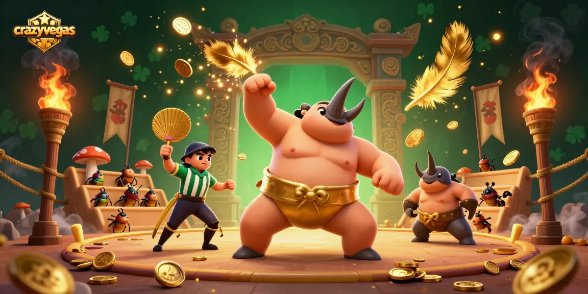 Experience thrilling wins at crazyvegas with a 3D beetle champion in a vibrant casino scene.