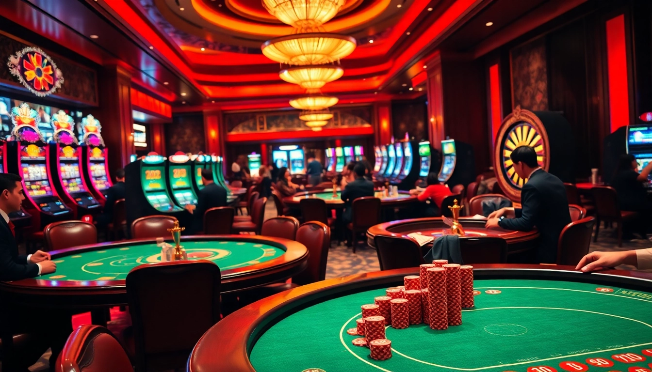 Experience pengeluaran china details in this vibrant casino scene filled with poker chips and roulette wheels.