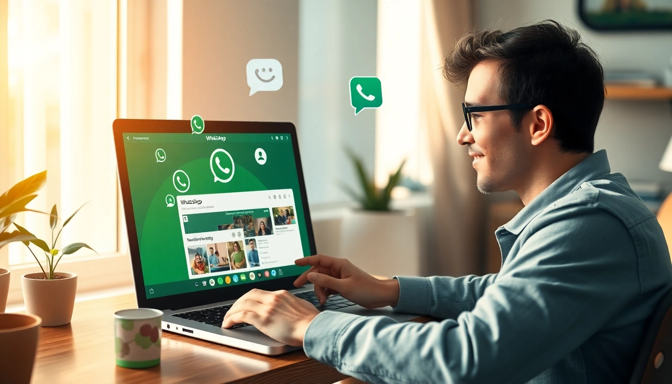 互动式 WhatsApp Web 界面，展示快连官网功能以实现无缝通信。