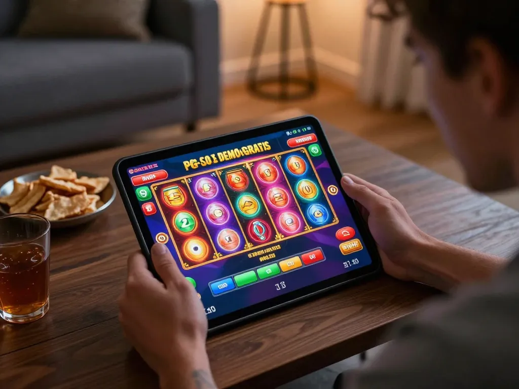 Rasakan PG Soft Demo Gratis dengan gameplay yang berwarna-warni di tablet dalam suasana rumah yang nyaman