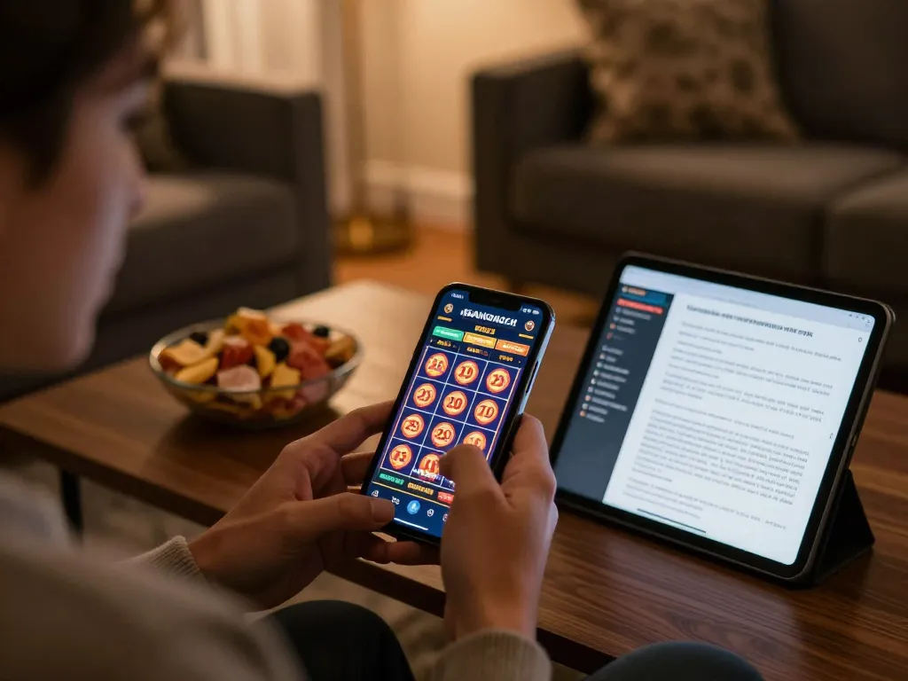 Playing slots on the mobile app at restaurantepalominos with vibrant graphics and winning combinations