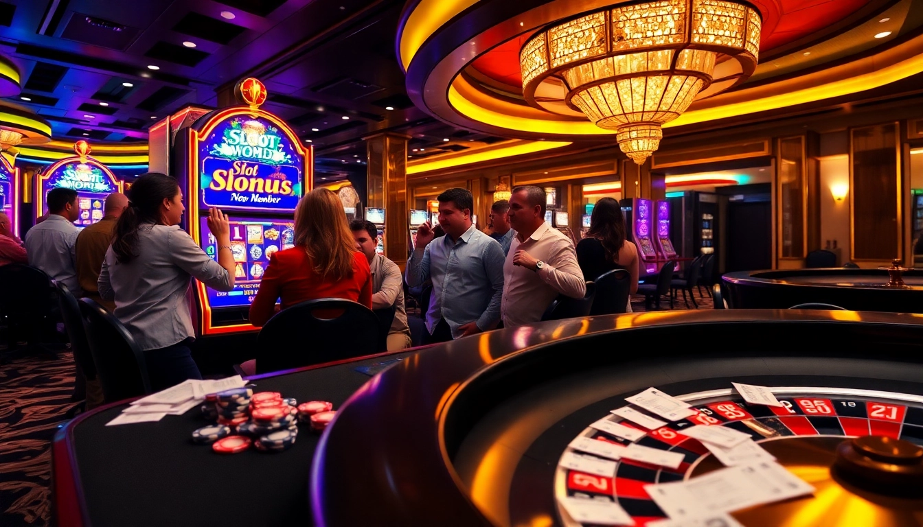 Players celebrating their slot bonus new member wins at an exciting casino.