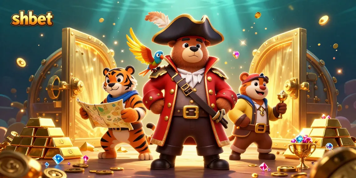 Capture thrilling gambling moments at SHBET with pirate-themed characters and treasures galore!