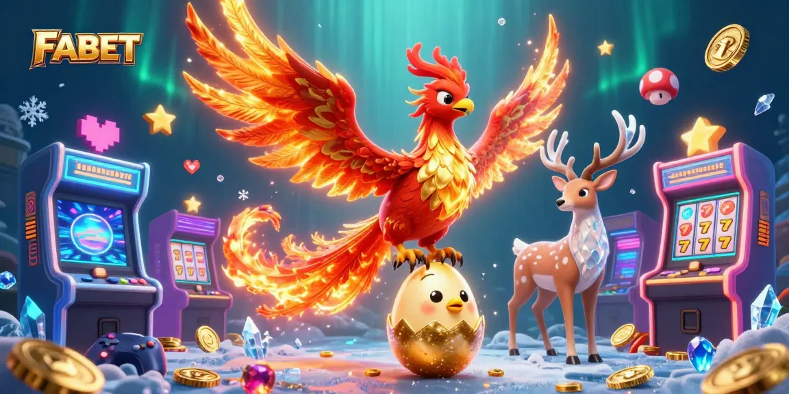 FABET showcases exhilarating gameplay with a vibrant phoenix scene, casino elements, and rich colors.