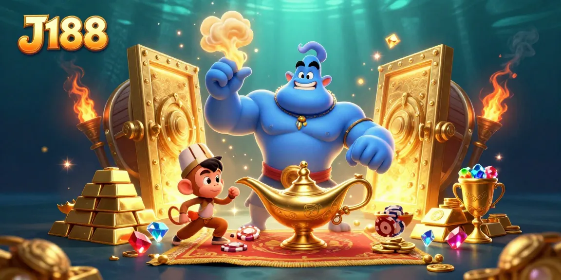 Win big at J188 by experiencing vibrant animated casino excitement with a genie and treasure!